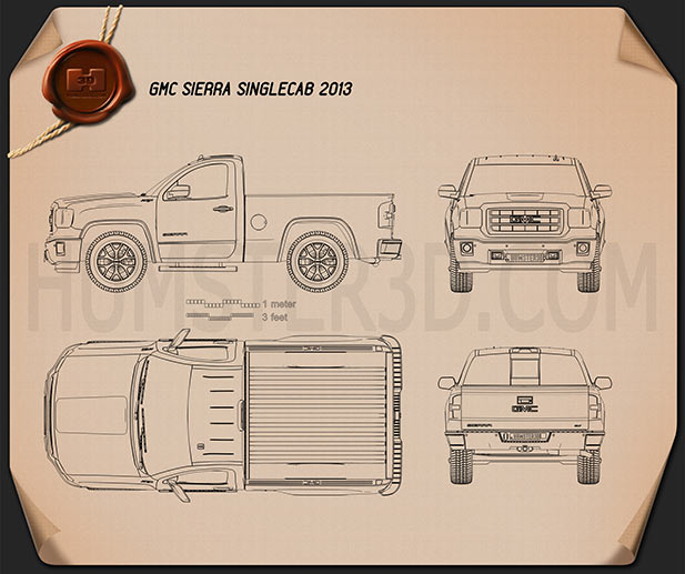 GMC Sierra 单人驾驶室 2013 蓝图