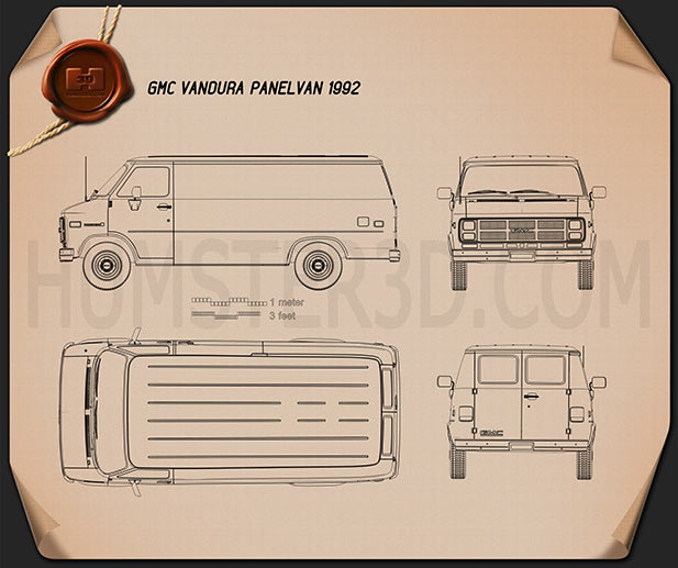 GMC Vandura Panel Van 1992 Blueprint