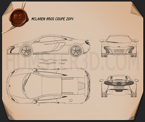 McLaren 650S coupé 2014 Disegno Tecnico