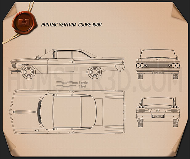 Pontiac Ventura coupé 1960 Disegno Tecnico