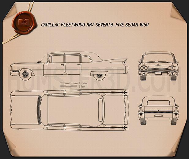 Cadillac Fleetwood 75 セダン 1959 設計図