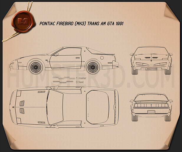 Pontiac Firebird Trans Am GTA 1991 Креслення