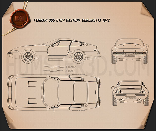 Ferrari 365 Daytona GTB/4 1968-1973 Blueprint