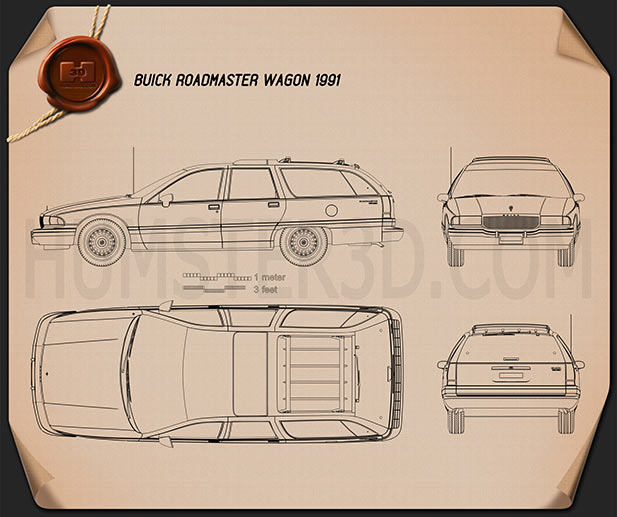 Buick Roadmaster wagon 1991 테크니컬 드로잉