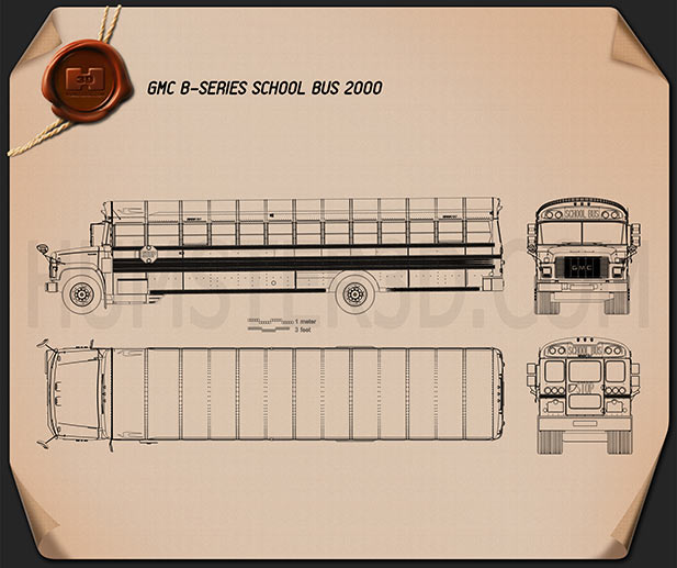 GMC B-Series School Bus 2000 Blueprint