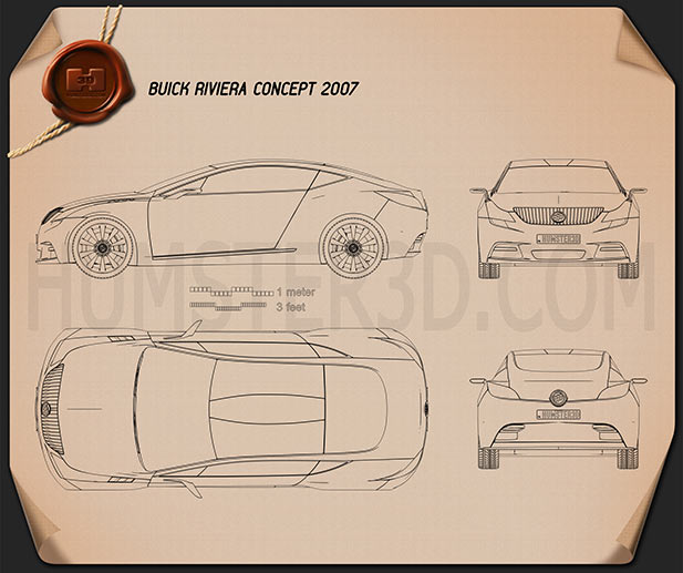 Buick Riviera 2007 Disegno Tecnico