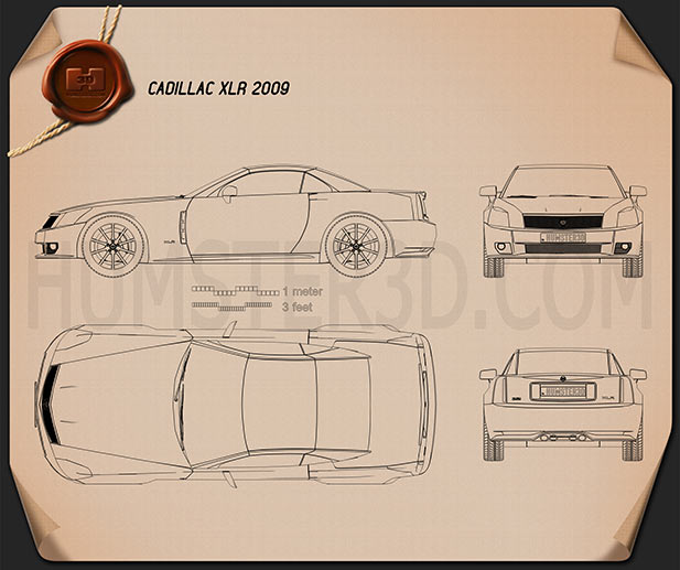 Cadillac XLR 2009 Blaupause