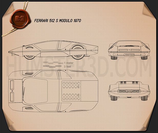 Ferrari 512 S Modulo 1970 Blueprint