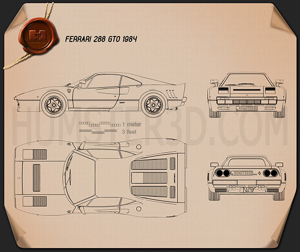 Ferrari 288 GTO 1984 Blaupause