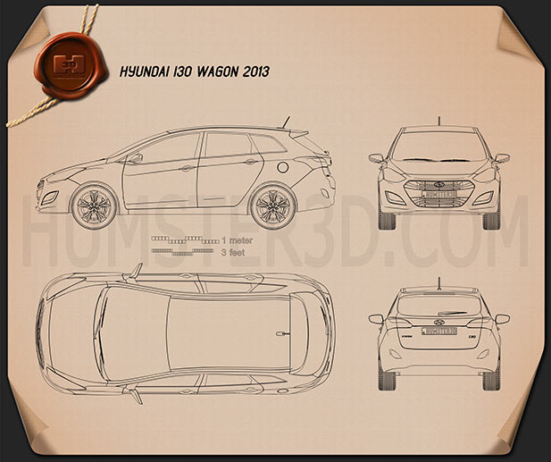 Hyundai i30 (Elantra) Wagon 2013 테크니컬 드로잉
