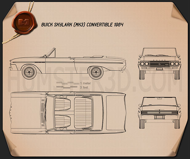 Buick Skylark Cabriolet 1964 Blaupause