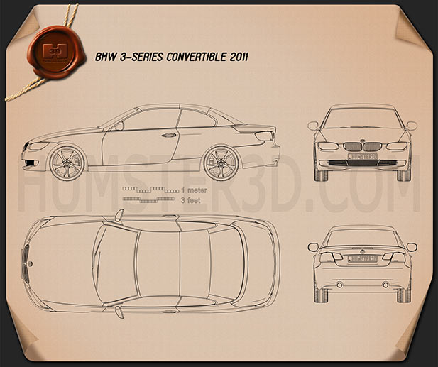 BMW 3 series Convertibile 2011 Disegno Tecnico