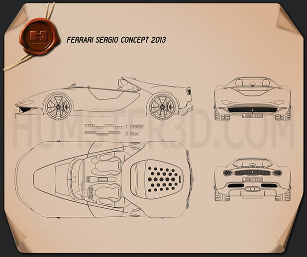 Ferrari Pininfarina Sergio 2013 테크니컬 드로잉