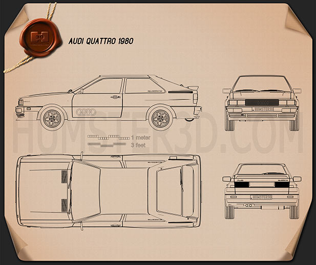 Audi Quattro 1980 Blueprint