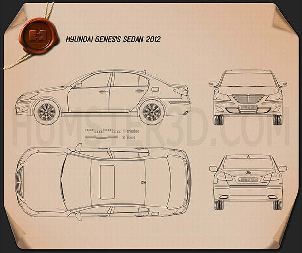 Hyundai Genesis 轿车 2012 蓝图