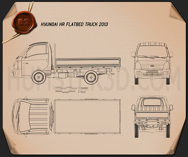 Hyundai HR フラットベッドトラック 2013 設計図