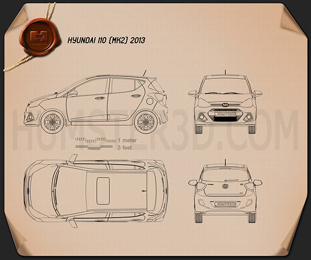 Hyundai i10 2014 Disegno Tecnico