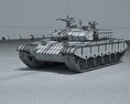 Type 99 Tank 3d model wire render
