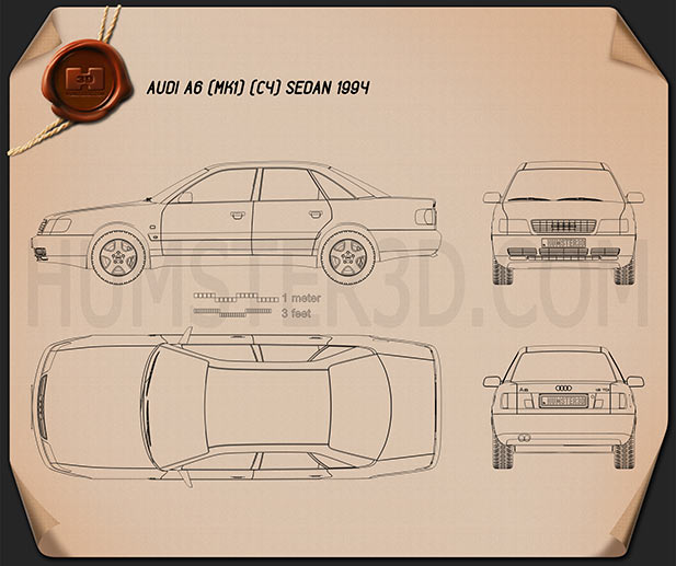 Audi A6 (C4) sedan 1994 Blueprint
