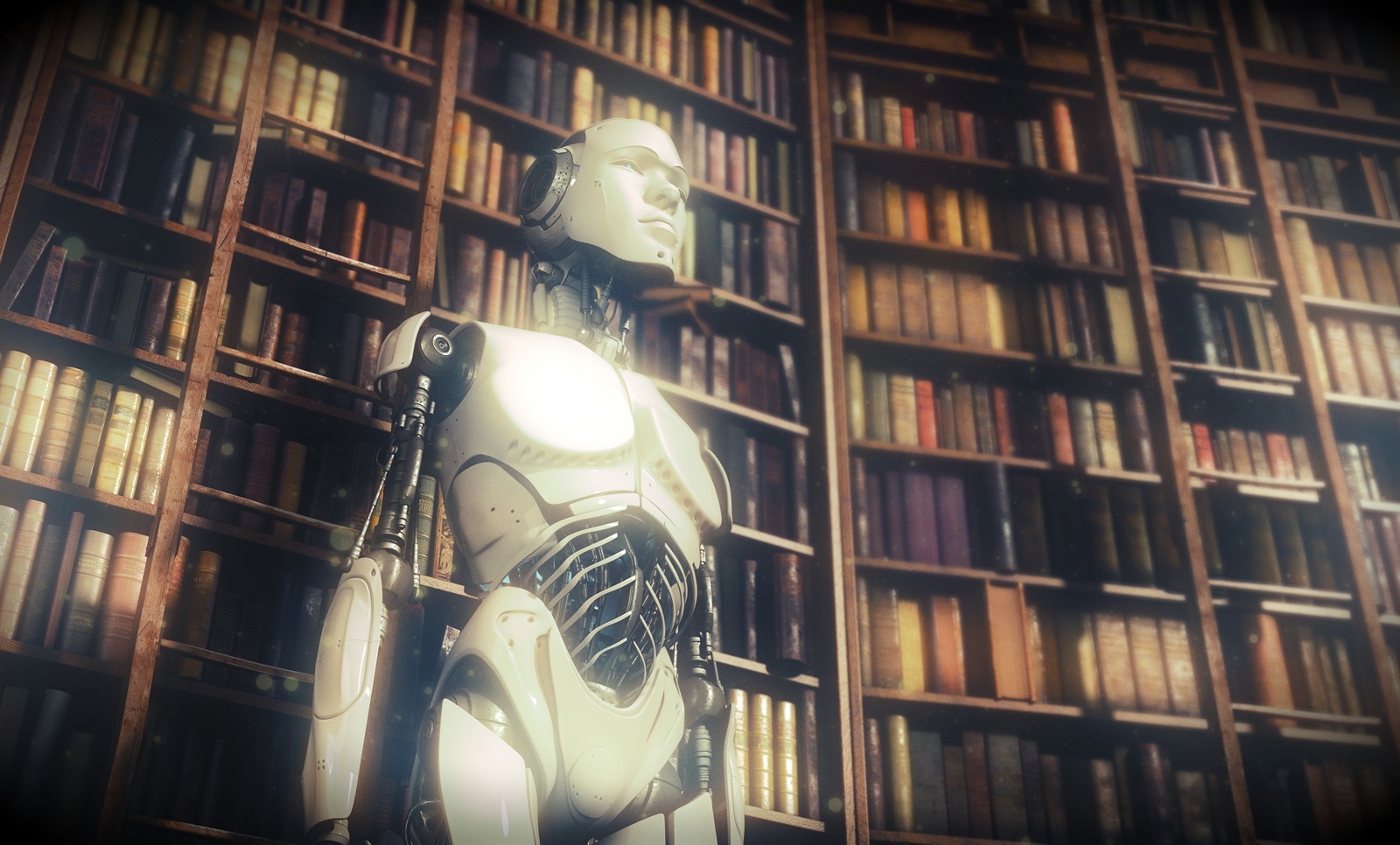 Futuristic robot in classic library by Vladislav Ociacia
