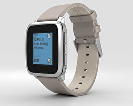Pebble Time Steel Silver Stone Leather Band 3D model