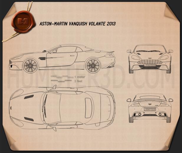 Aston Martin Vanquish Volante 2013 Disegno Tecnico