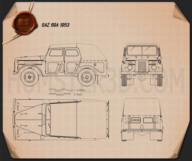 GAZ 69A 1953 設計図