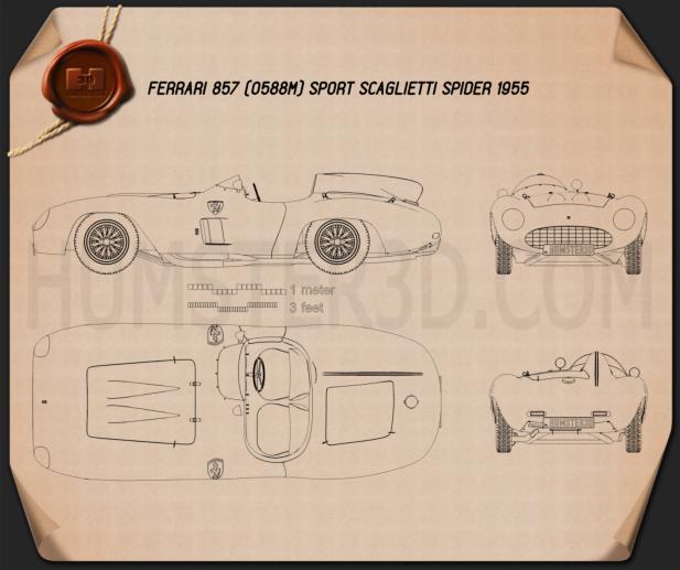 Ferrari 857 Sport Scaglietti Spider 1955 Blueprint
