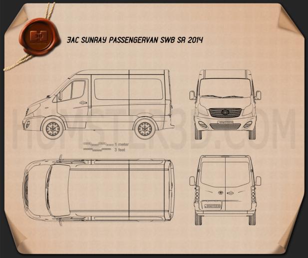 JAC Sunray Пасажирський фургон SWB SR 2014 Креслення