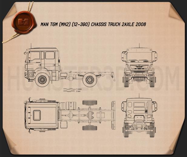 MAN TGM Chassis Truck 2008 2-axle Blueprint