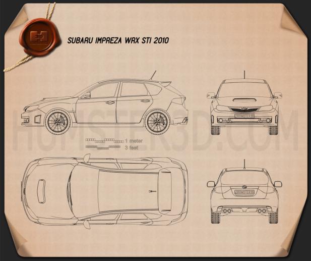 Subaru Impreza WRX STI 2010 Disegno Tecnico