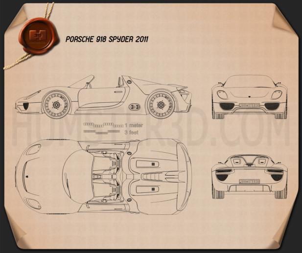 Porsche 918 spyder 2011 Disegno Tecnico