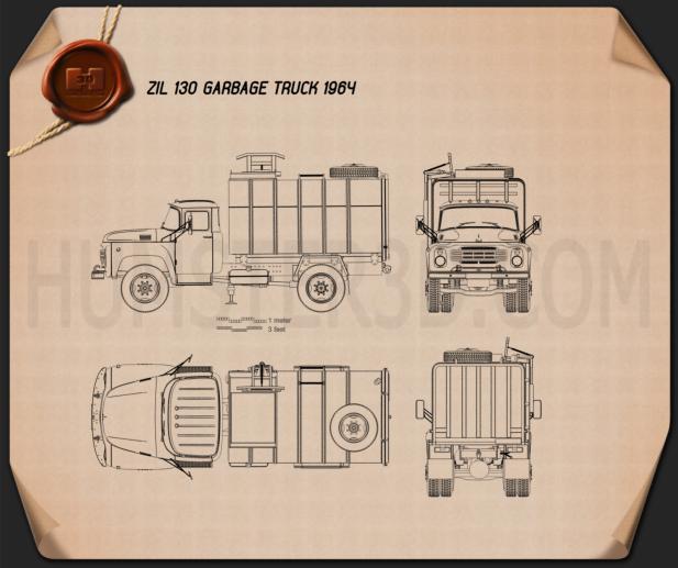 ZIL 130 Garbage Truck 1964 Blueprint