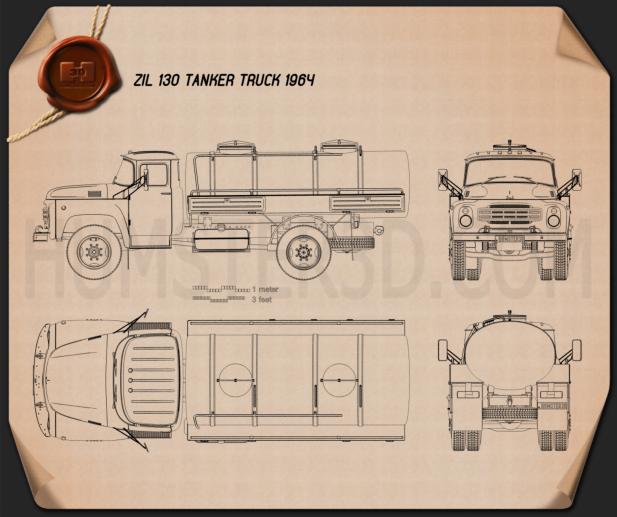 ZIL 130 Tanker Truck 1964 Blueprint