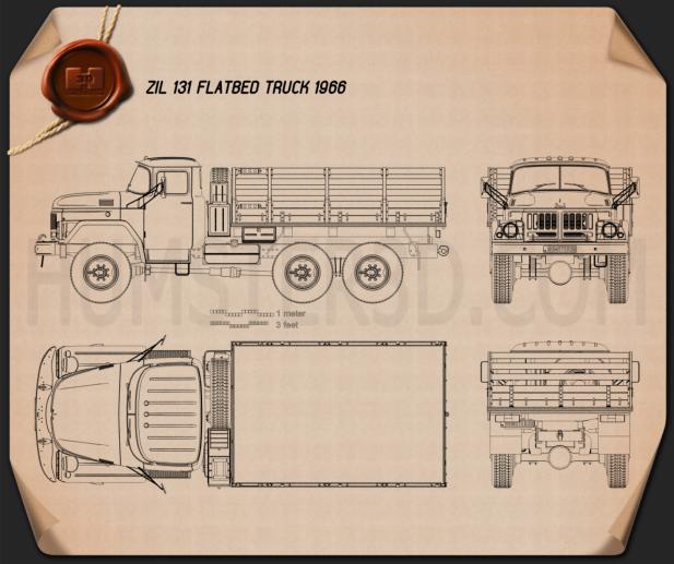 ZIL 131 フラットベッドトラック 1966 設計図