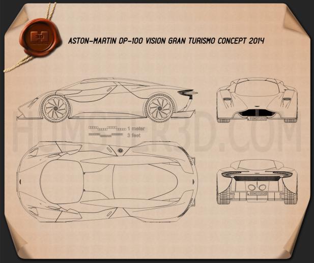 Aston Martin DP-100 Vision Gran Turismo 2014 Disegno Tecnico
