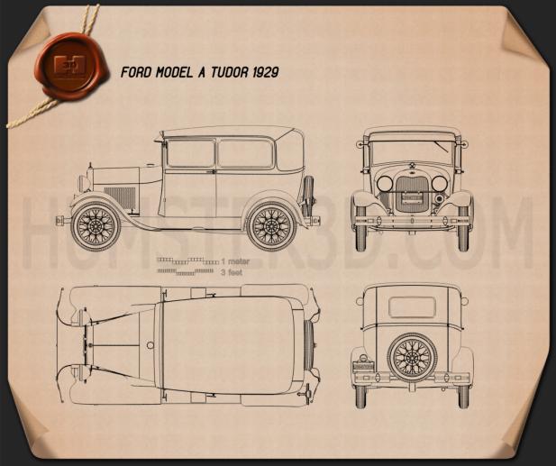 Ford Model A Tudor 1929 Blaupause