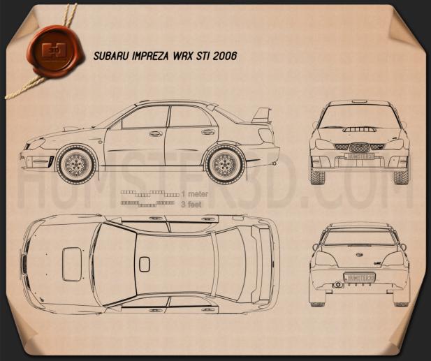 Subaru Impreza WRX STI 2006 Disegno Tecnico