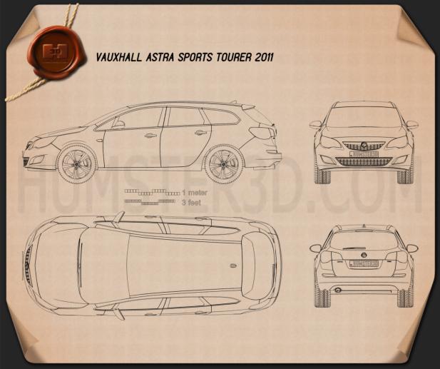 Vauxhall Astra Sports Tourer 2011 테크니컬 드로잉