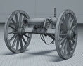 Model 1857 12-Pounder Napoleon Cannon 3d model wire render