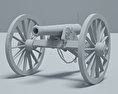 Model 1857 12-Pounder Napoleon Cannon 3d model clay render