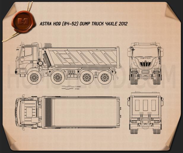 Astra HD9 (84-52) Dump Truck 4-axle 2012 Blueprint