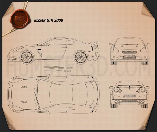 Nissan GT-R 2008 Blaupause