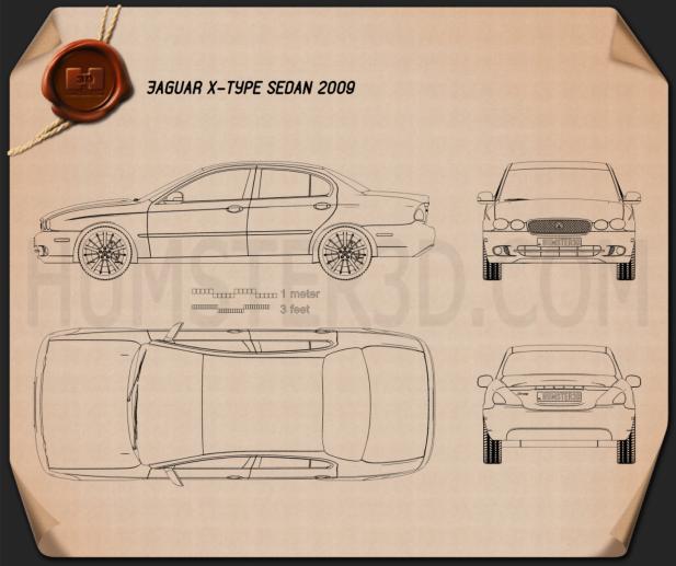 Jaguar X-Type saloon 2009 테크니컬 드로잉