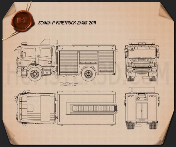 Scania P Camión de Bomberos 2011 Plano