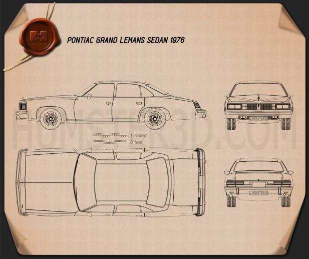 Pontiac Grand LeMans Berlina 1976 Disegno Tecnico