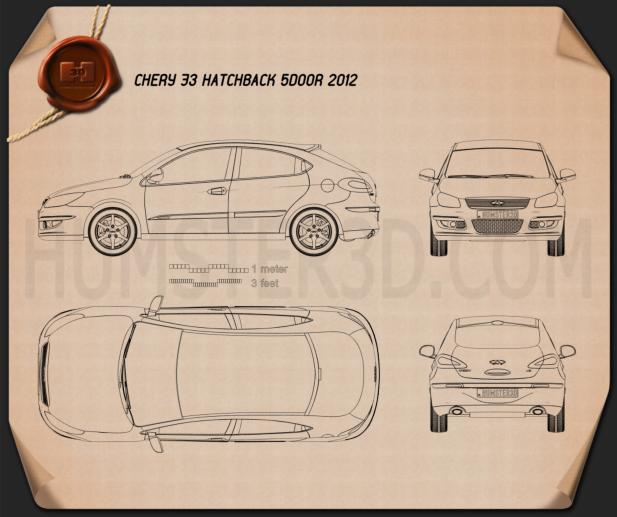 Chery A3 (J3) hatchback 5-door 2012 Blueprint