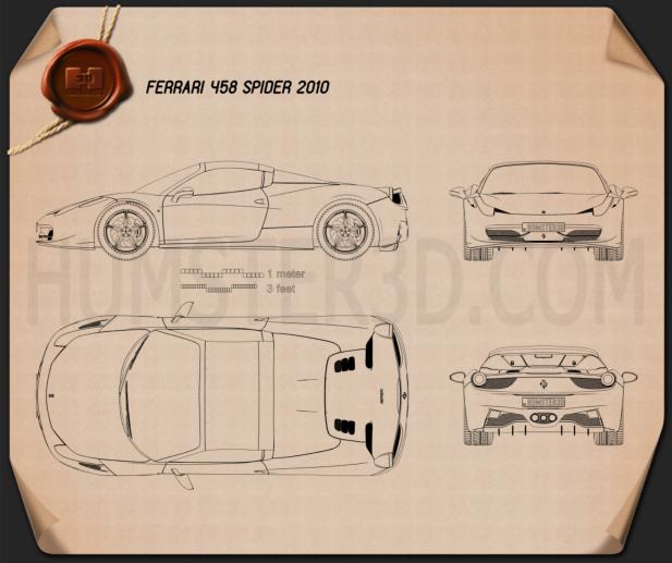 Ferrari 458 Spider 2010 Blueprint