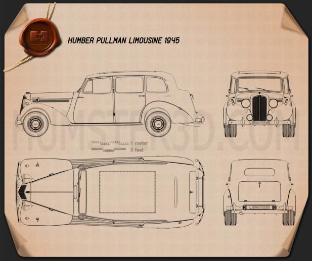 Humber Pullman Limousine 1945 Disegno Tecnico