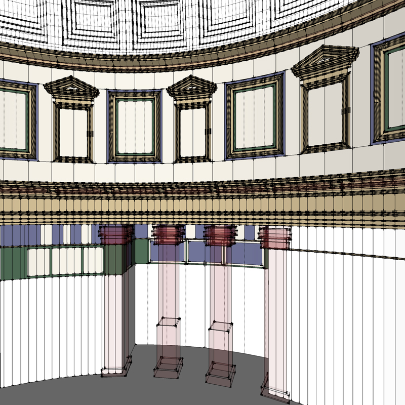 process was repeated to insert columns and cornices